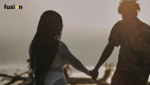 black couple on a beach in Lagos