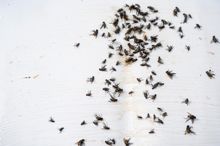 picture showing  swarm of flies