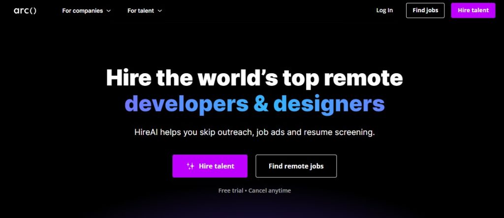 Arc website picture as secret places to find tech jobs