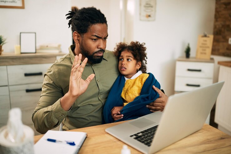 Picture showing Dad setting screen time boundary for his kid