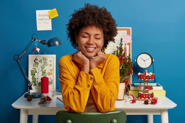 picture showing woman thinking about her goals 