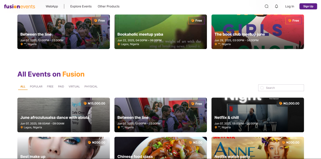 All Nigerian Events on Fusion