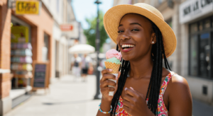 Woman with a guilty pleasures of food