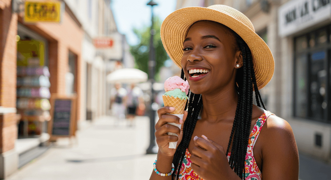 Woman with a guilty pleasures of food
