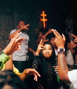 People outside partying