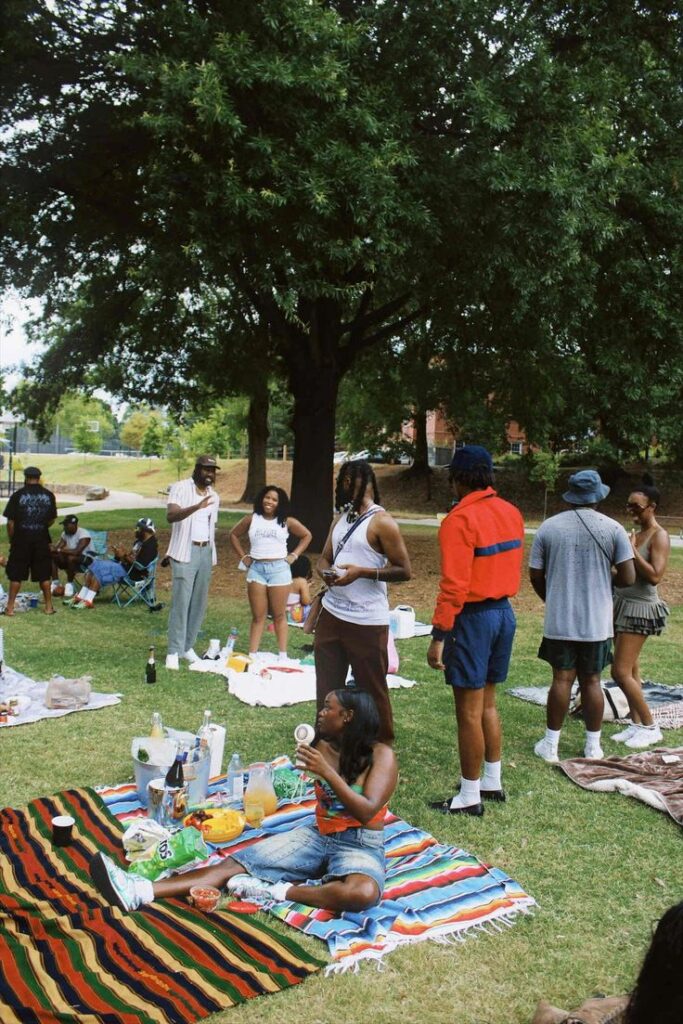People outside on a picnic