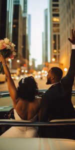 Black couple after their wedding