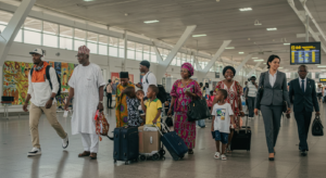 picture showing 7 different type of people you'll meet at a Nigerian airport
