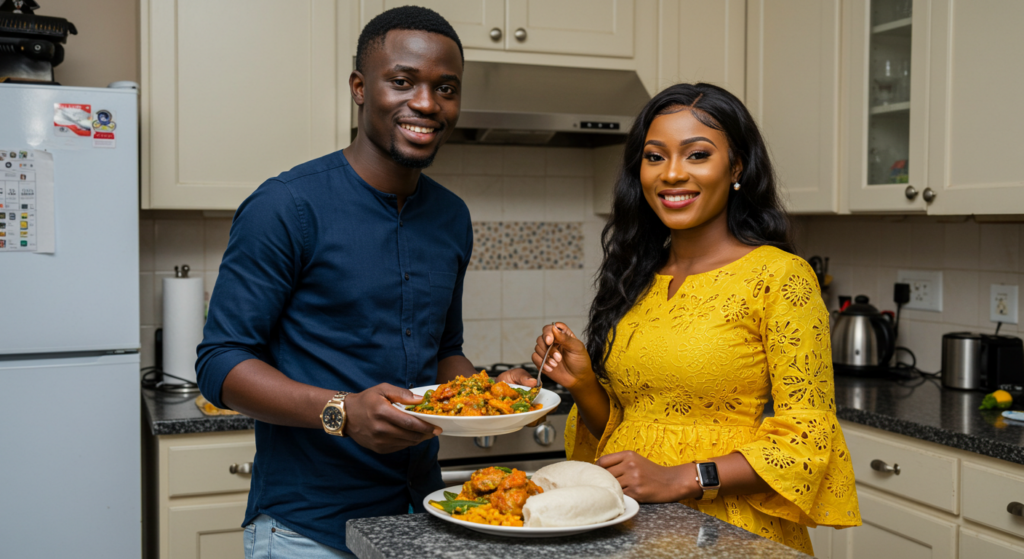 picture showing a couple about to eat