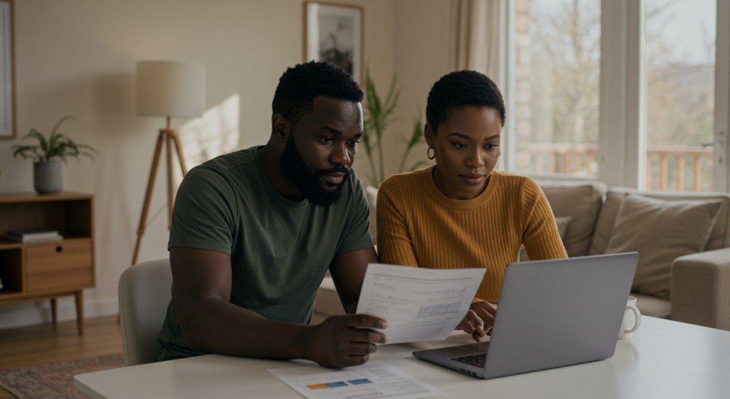 picture showing a couple reviewing their financial statement 