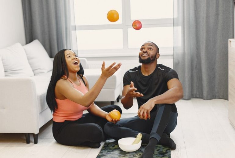 picture showing couple playing games